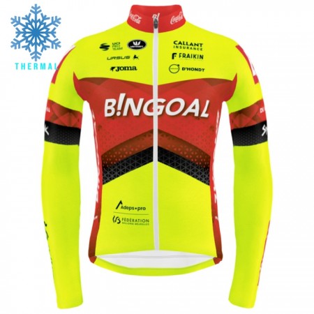Cykeltrøje Langærmet Vinter 2024 Bingoal Wallonie-Bruxelles Gul